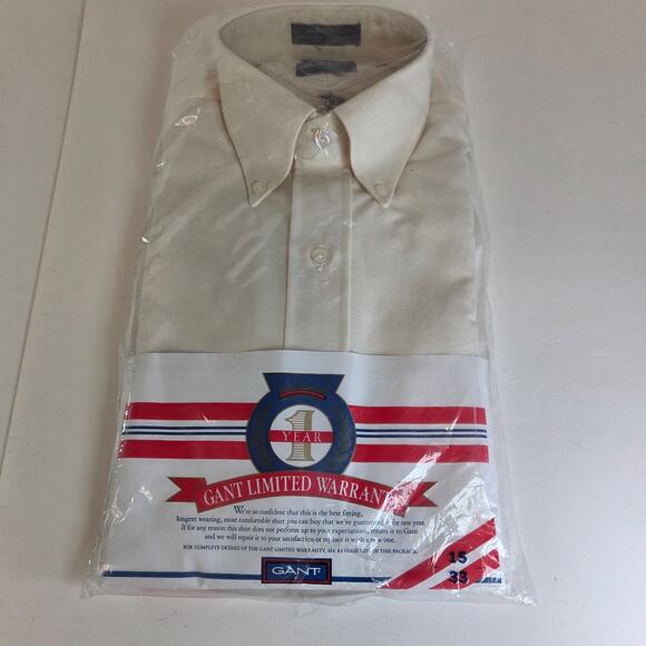 Deadstock 1986 GANT Oxford Cloth Button Down Shirt 15-33 Ecru NWT Vintage - Picture 1 of 9